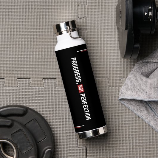 Vooruitgang Niet Perfectie Motivatie Gym Waterfles (Sportschool (Gedraaid)  )