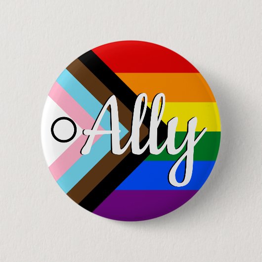 Vooruitgang Pride w I cirkel Ally Button (Voorkant)