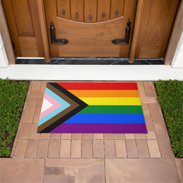 Vooruitgang Rainbow Flag huis mat, Pride, LGBTQ Deurmat (Buiten)