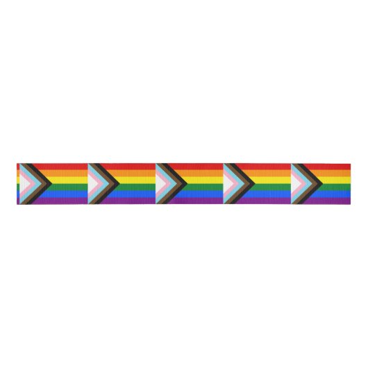 Vooruitgang Rainbow Flag lint, LGBTQ & Pride vlag Grosgrain Lint (Voorkant)
