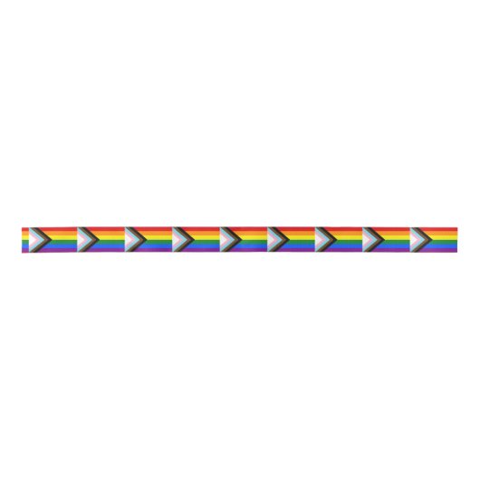 Vooruitgang Rainbow Flag lint, Pride vlag & LGBTQ Satijnen Lint (Voorkant)