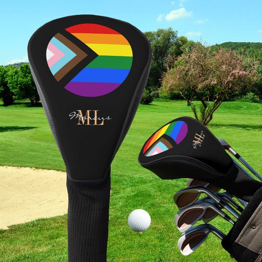 Vooruitgang Regenboog Vlag golf, monogram / LGBTQ Golfheadcover