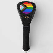 Vooruitgang Regenboog Vlag golf, monogram / LGBTQ Golfheadcover (Voorkant)