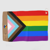 Vooruitgang Regenboog Vlag & Pride monogram / LGBT Golfhanddoek (Horizontaal)