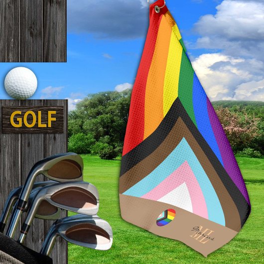 Vooruitgang Regenboog Vlag & Pride monogram / LGBT Golfhanddoek