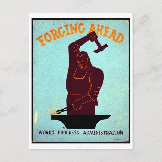 Vooruitgang Works Progress Administration Briefkaart (Voorkant)