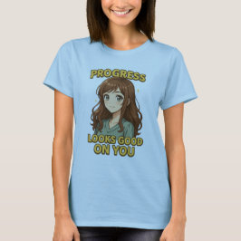 Vooruitgang ziet er goed uit op je anime-T-shirt T-shirt