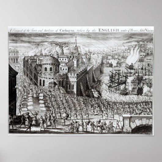Vooruitzichten van de stad en de haven poster (Voorkant)