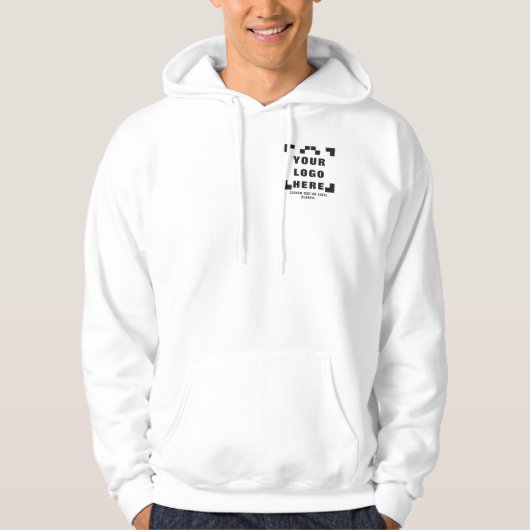 Voorvak +optioneel Achterzijde, Zakelijk logo Wit Hoodie (Voorkant)