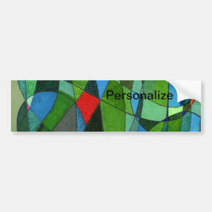 Voorvormen met zachte kromming in koele groene en  bumpersticker