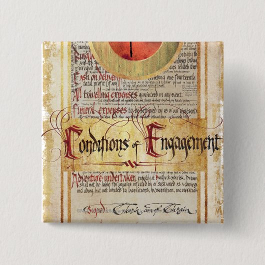 Voorwaarden voor Verloving Vierkante Button 5,1 Cm (Voorkant)