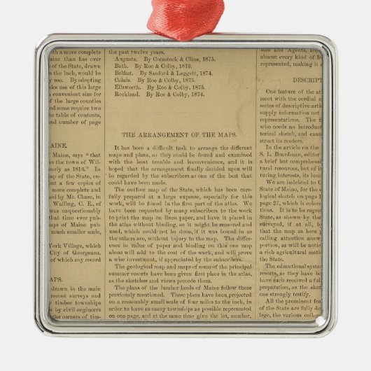 Voorwoord Atlas van de deelstaat Maine Metalen Ornament (Voorkant)