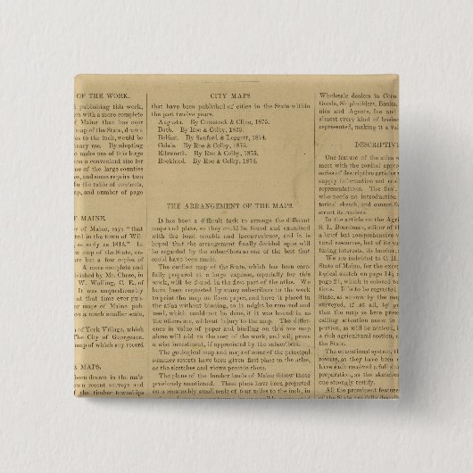 Voorwoord Atlas van de deelstaat Maine Vierkante Button 5,1 Cm (Voorkant)