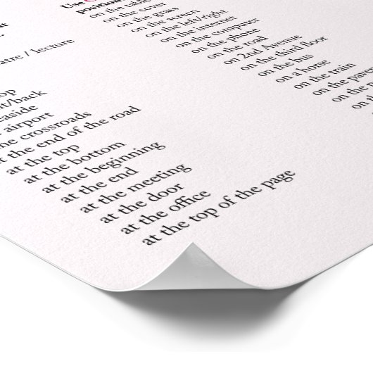 Voorzetels in het Engels Poster (Hoek)