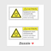 Voorzichtig Apparatuur begint automatisch label (Vel)