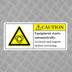 Voorzichtig Apparatuur begint automatisch label