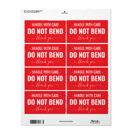 Voorzichtig behandelen - Niet buigen verzendlabels Etiket