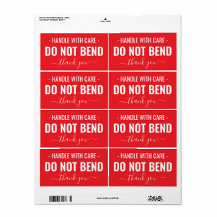 Voorzichtig behandelen - Niet buigen verzendlabels Etiket