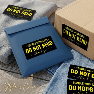 Voorzichtig behandelen - Niet buigen Zwart Geel Etiket
