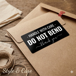 Voorzichtig behandelen - Niet buigen Zwart verzend Etiket