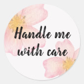 'Voorzichtig behandelen' sticker - waterverf bloem (Voorkant)