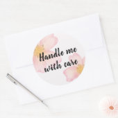 'Voorzichtig behandelen' sticker - waterverf bloem (Envelop)