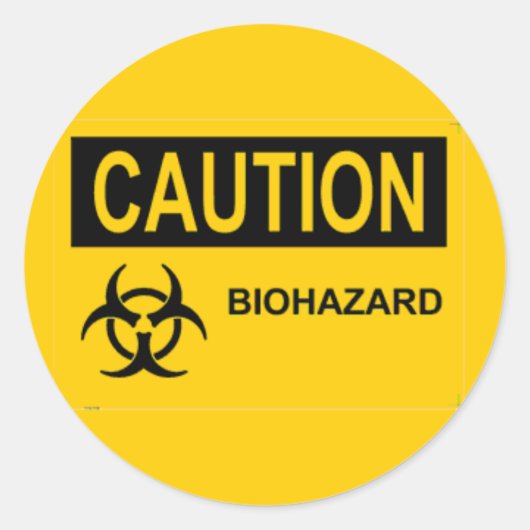 VOORZICHTIG Biohazard Ronde Sticker (Voorkant)