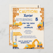 VOORZICHTIG! Bouw Vrachtwagen - uitnodiging (Voorkant / Achterkant)