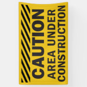 Voorzichtig gebied onder bouw Geel zwart Spandoek (Verticaal)