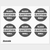 Voorzichtig glazen wand Klassic Round Sticker Grey (Vel)