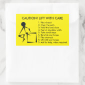 VOORZICHTIG! LIFT MET ZORG RECHTHOEKIGE STICKER (Tas)