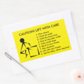 VOORZICHTIG! LIFT MET ZORG RECHTHOEKIGE STICKER (Envelop)