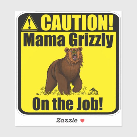 Voorzichtig! Mama Grizzly op de baan!" VinylSticke Sticker (Vel)