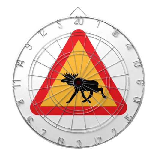 Voorzichtig Moose Swedish Traffic Sign Dartbord (Voorkant)