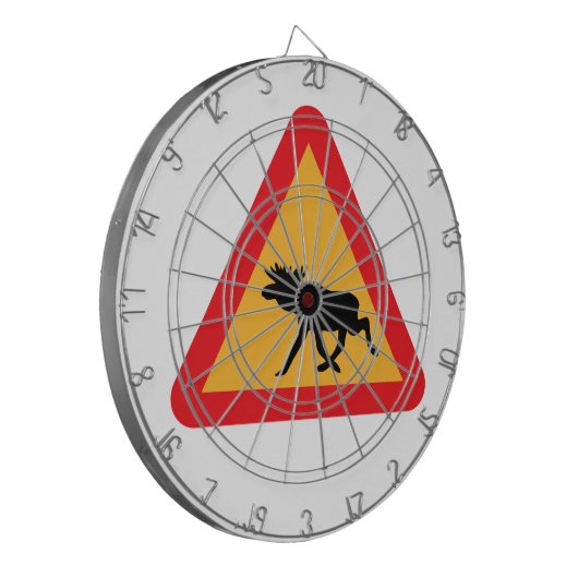 Voorzichtig Moose Swedish Traffic Sign Dartbord (Voorkant Links)