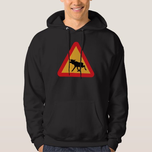 Voorzichtig Moose Swedish Traffic Sign Hoodie (Voorkant)