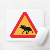 Voorzichtig Moose Swedish Traffic Sign Muismat (Met muis)