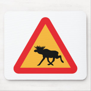 Voorzichtig Moose Swedish Traffic Sign Muismat