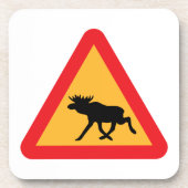 Voorzichtig Moose Swedish Traffic Sign Onderzetter (Voorkant)