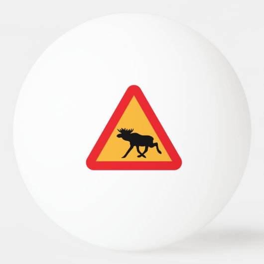 Voorzichtig Moose Swedish Traffic Sign Pingpongbal (Voorkant)
