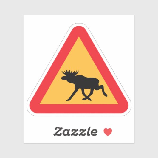 Voorzichtig Moose Swedish Traffic Sign Sticker (Vel)