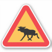 Voorzichtig Moose Swedish Traffic Sign Sticker (Voorkant)