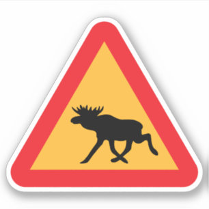 Voorzichtig Moose Swedish Traffic Sign Sticker