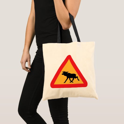 Voorzichtig Moose Swedish Traffic Sign Tote Bag (Voorkant (product))