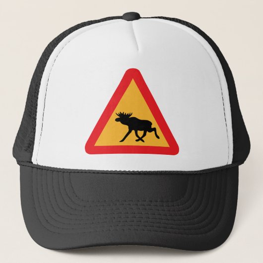 Voorzichtig Moose Swedish Traffic Sign Trucker Pet (Voorkant)