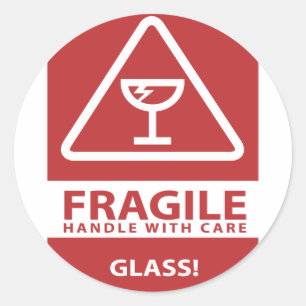 Voorzichtig omgaan ronde sticker