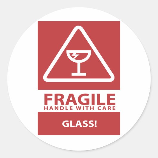 Voorzichtig omgaan ronde sticker (Voorkant)