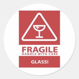 Voorzichtig omgaan ronde sticker