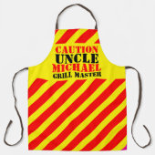 Voorzichtig oomgrill hoofdrode gele streep schort (Voorkant)