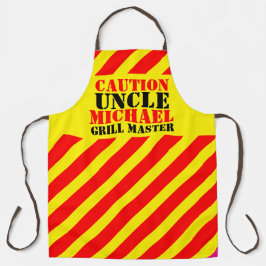 Voorzichtig oomgrill hoofdrode gele streep schort